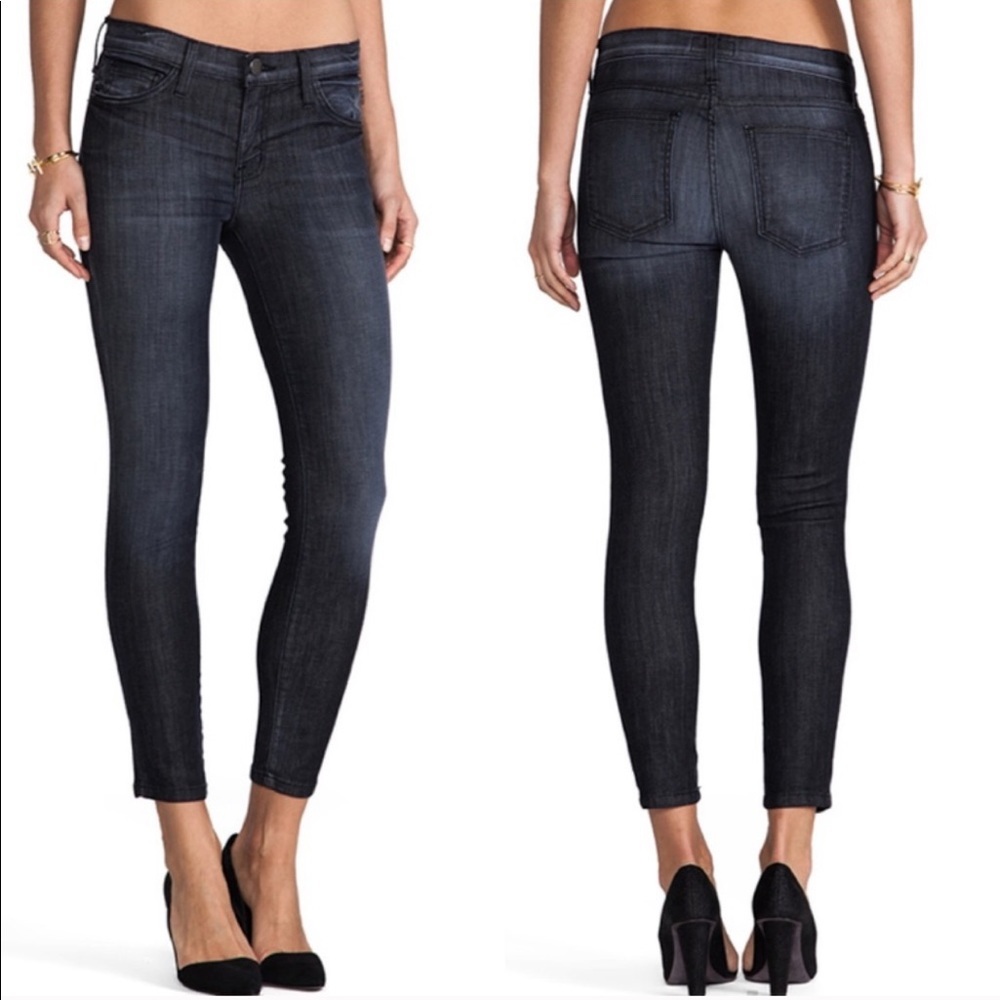 CURRENT/ELLIOTT The Skinny Ankle OD Black Faded Jeans Size 24